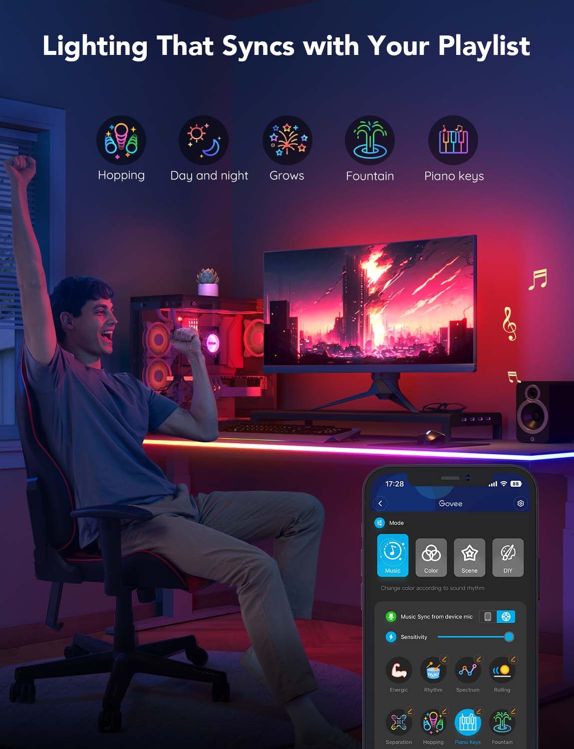 Govee RGBIC LED Neon Rope Lights for Desks - 16.4ft/5m