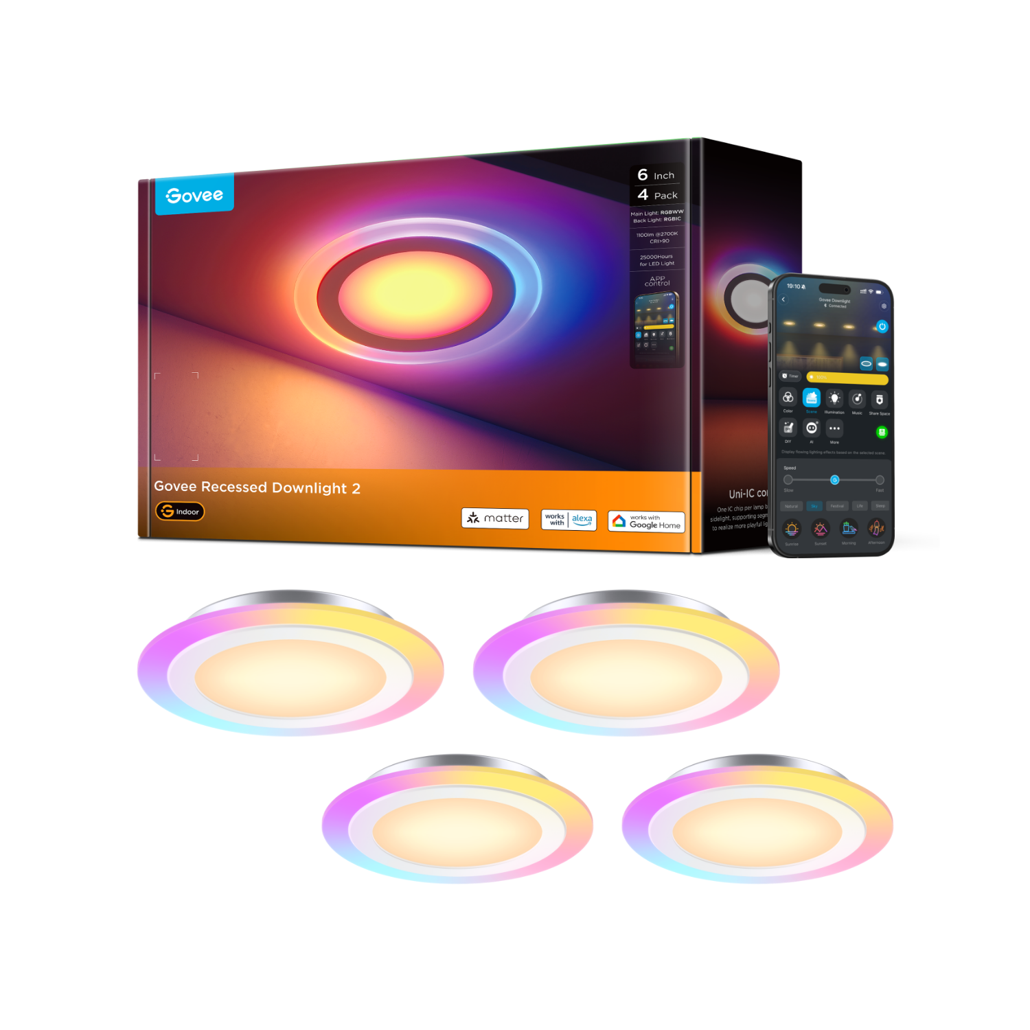 4/6 Inch Recessed Lighting with Night Light - LED Downlight | Govee US