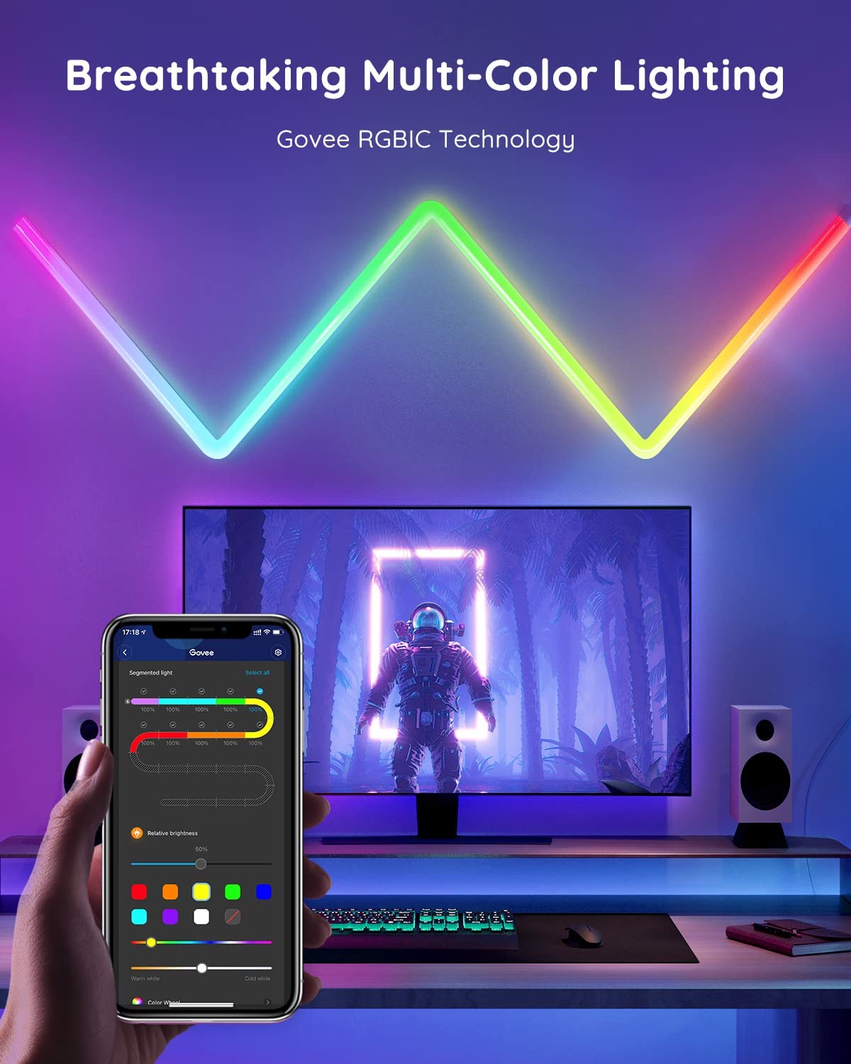 Kit Lumineux Govee Glide RGBIC – 10 Panneaux Muraux LED 36W – Smart