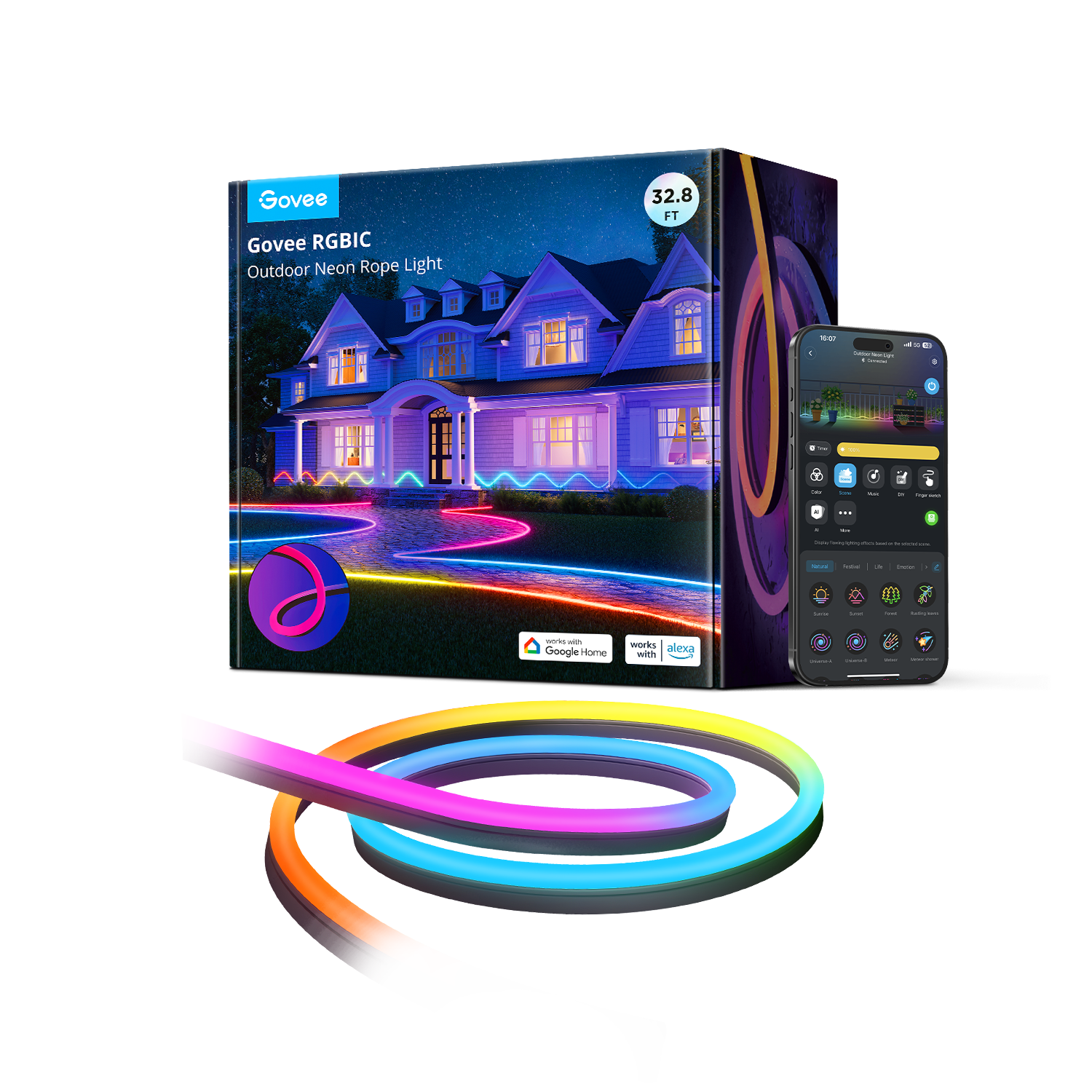 Govee RGBIC Outdoor Neon Rope Light - 32.8ft / 1 Pack