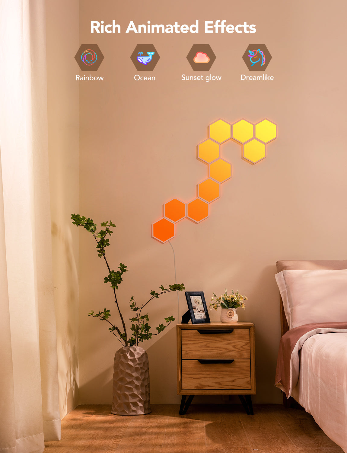 Govee LED パネルライト ヘキサタイプ10枚入 Govee Glide Hexa Light Panels, RGBIC Hexagon LED Wall Lights